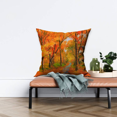 Autumn Trail in the Forest Throw | Trees Seasons – Throw Pillow Cover Only, Double-Sided Print, Insert Not Included