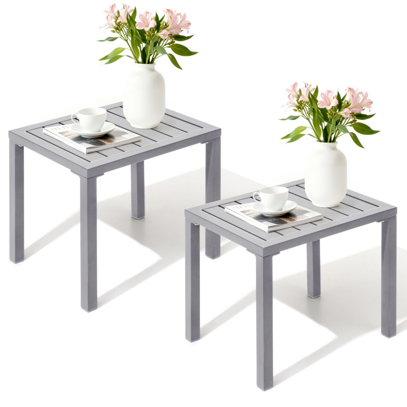 Table d'appoint rectangulaire en aluminium, Gris
