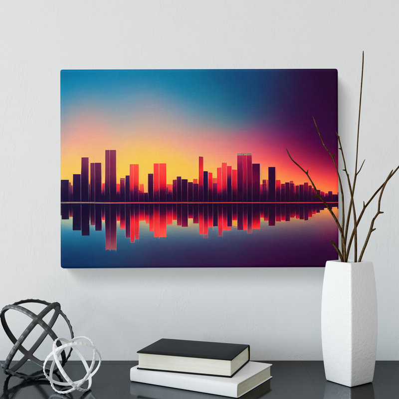 Vibrant Skyscraper Skyline - Wrapped Canvas, 35cm H x 50cm W x 3cm D