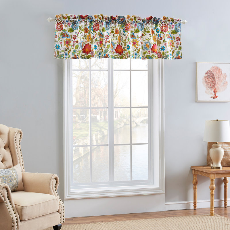 Astoria Floral Polyester Rod Pocket Valance, 84x19"