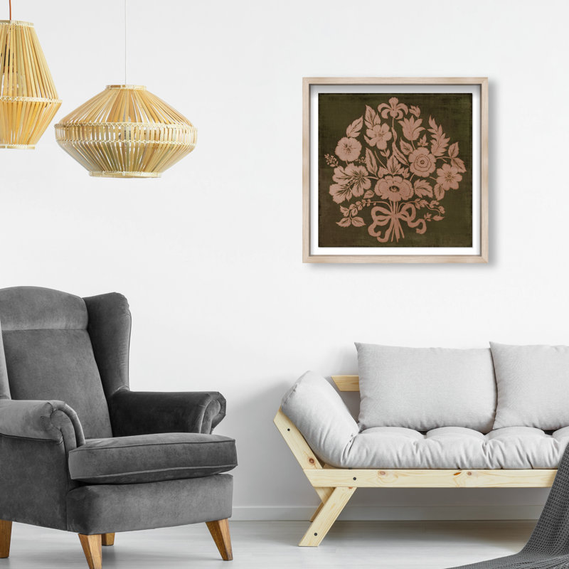 Tradition Shadowbox Floral & Botanical Print by Oliver Gal, Black Frame, 12 x 12, 21.5"H x 21.5"W, Natural Oak Shadowbox