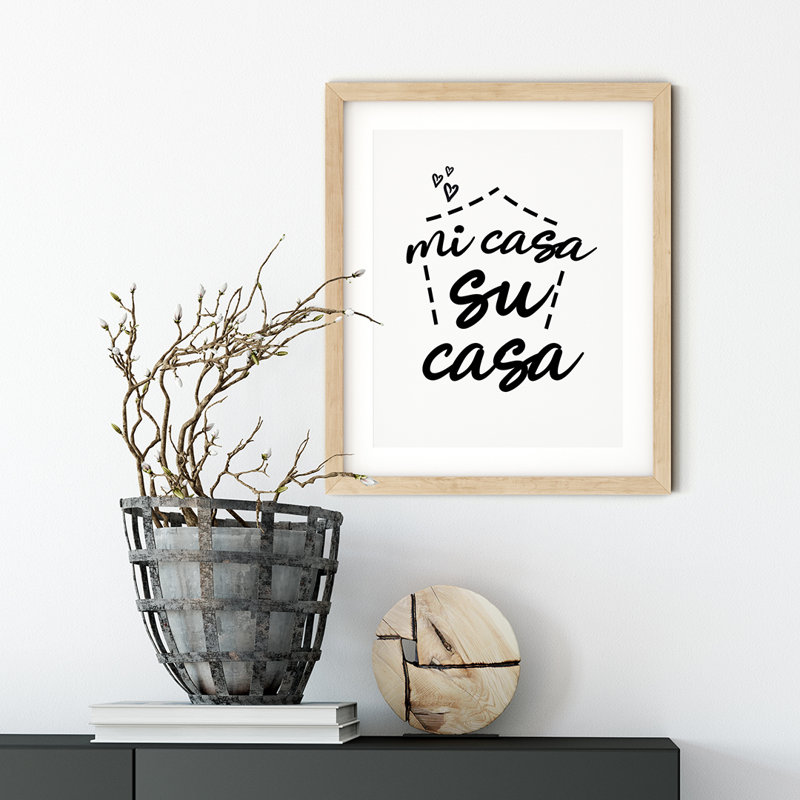 Mi Casa Su Casa - Reproduction d'art textuel sans cadre sur plastique / acrylique, H 7 po x l 5 po x P 0,01 po