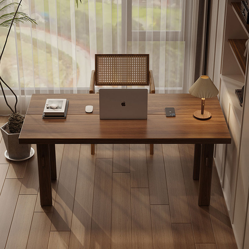 Bureau rectangulaire en bois massif noyer clair, H 29,53 po x l 86,61 po x P 35,43 po