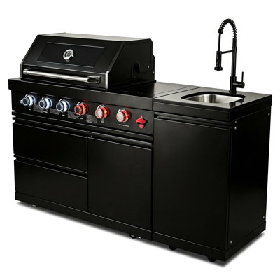 Barbecue extérieur à gaz 46 pouces 4 72000 avec brûleur arrière, grille de maintien au chaud, contrôle de la température, grilles de cuisson en acier inoxydable, allumage électronique, tiroirs de rangement