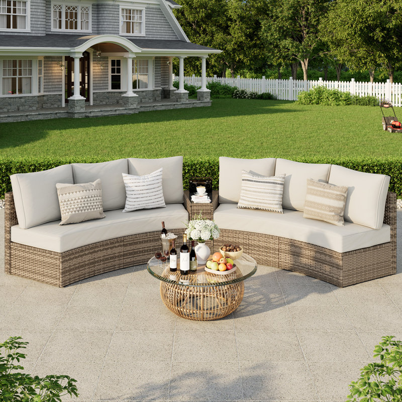 Ensemble de conversation pour patio 7 pièces Leiny, Beige