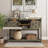 46" Farmhouse Console Table with Sliding Barn Doors, Adjustable Shelves & Open Storage