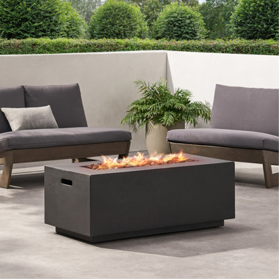 40" Outdoor 40,000 BTU Rectangular Mgo Concrete Propane Fire Pit, Light Grey (Tank Cover Not Included)