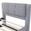 Lit plateforme gris avec lit gigogne mobile - Revêtement en cuir pleine grandeur gris pratique. Bois massif. Aucun sommier tapissier requis. Confortable