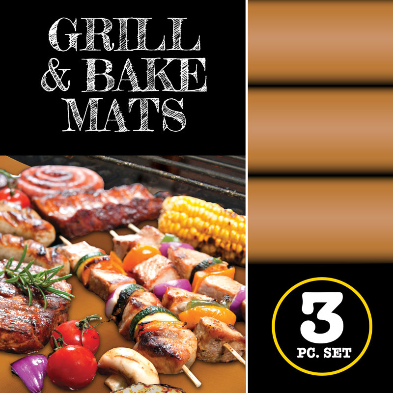 Copper Non-Stick Grill and Baking Mats Set of 3