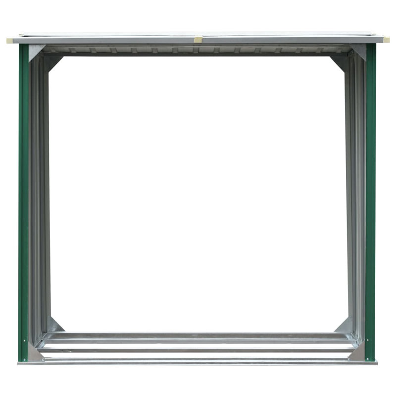 Log Storage Shed Galvanised Steel, Green