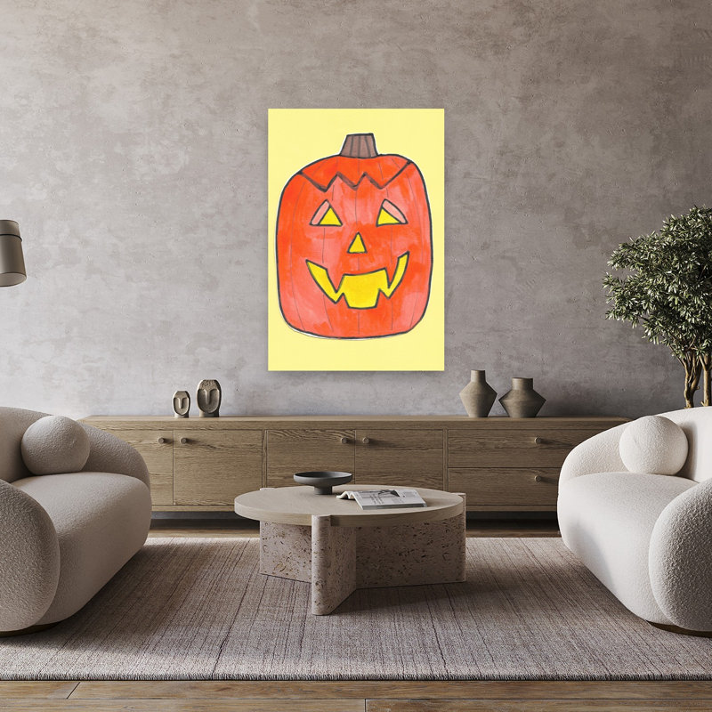 Affiche murale d'automne traditionnelle avec citrouille pour l'Halloween, H 48 po x l 32 po