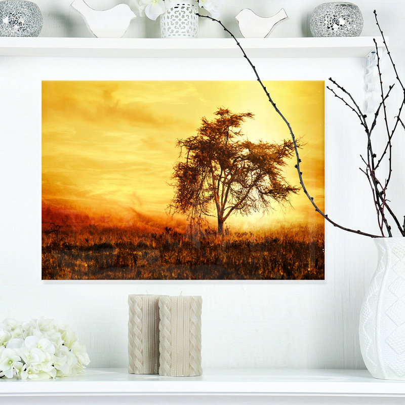 « africain tree silhouette », impression sur toile tendue, H 8 po x l 12 po x P 1 po, Toile tendue