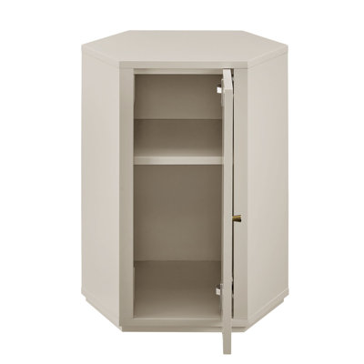 Kade Faceted Semi-Gloss Side Table in Putty