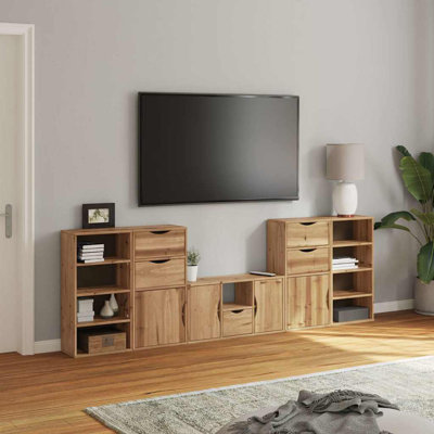 5 Piece TV Units With Storage ODDA Solid Wood Pine