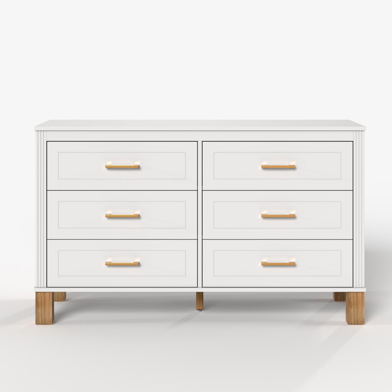 Commode double en bois massif 47,24 po Jada, Blanc