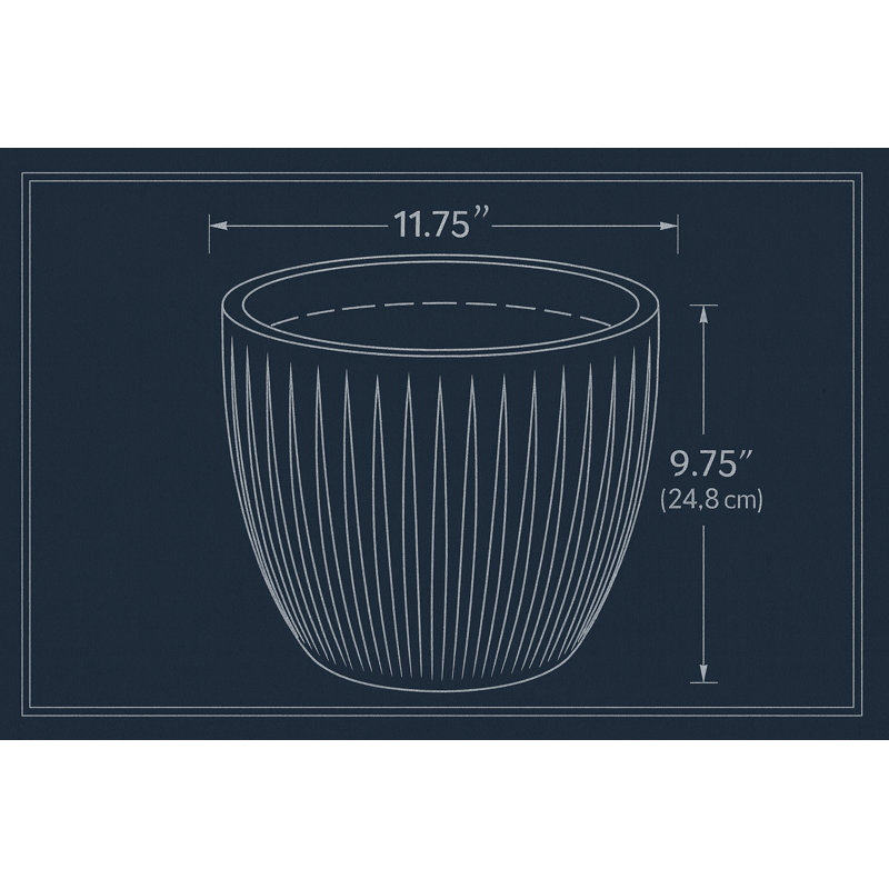 Pot à fleurs rond en plastique 11,75 po Latia - léger, résistant aux fissures, intérieur / extérieur, granite graphite