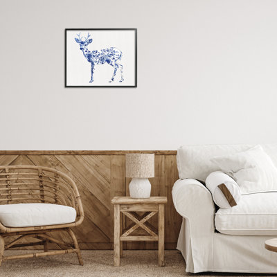 Estampe gracieuse avec cerf, dessin par lettres et doublure