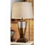 Lampe de table à rayures larges exotique brune et dorée