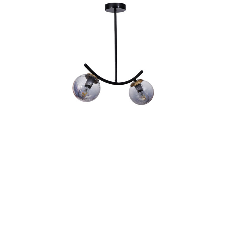 Lustre, 2 niveaux, Gris / Noir, Deux lumières