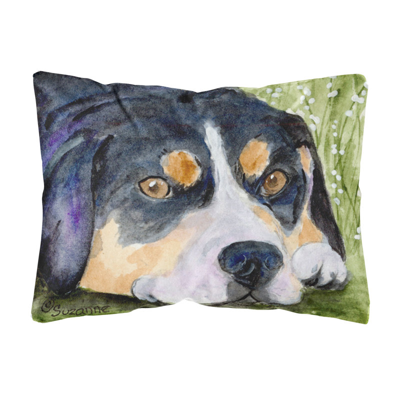Coussin décoratif intérieur/extérieur noir l’entlebuch mountain dog