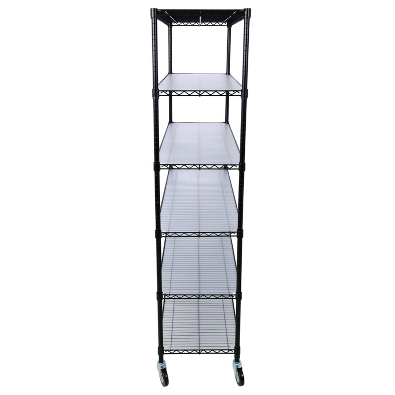 Étagère à 6 niveaux en fil métallique robuste, capacité totale de 6 000 lb, certifiée NSF, noire, 20 po x 48 po x 84 po