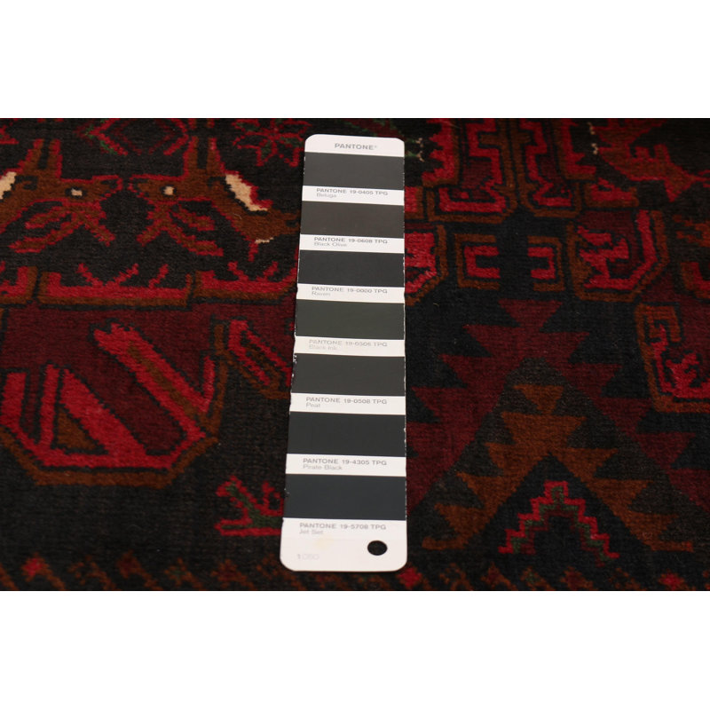 Tapis noir et rouge Teimani 4 pi 2 po x 6 pi 11 po