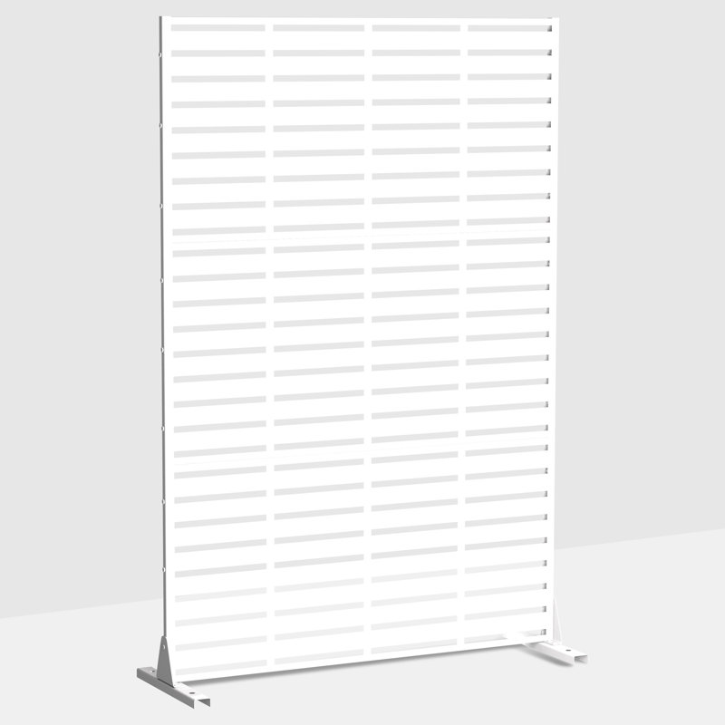 Paravent d'extérieur en métal, Blanc, 72" H x 47" W x 16" D