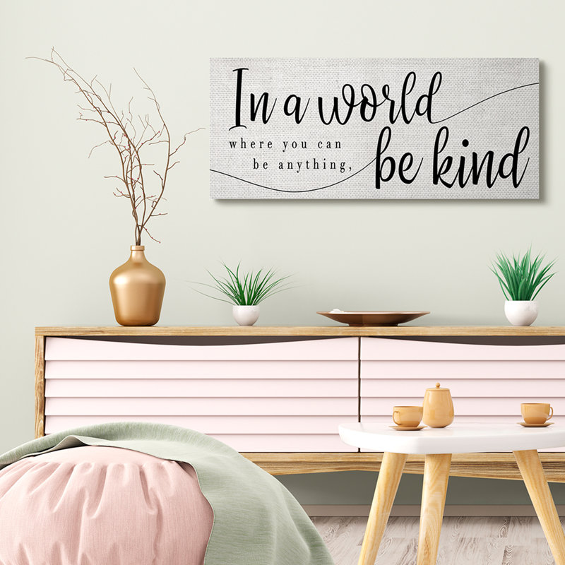 «Be Any coller, Be Kind Expression» par Daphne Polselli - Art textuel sur toile, H 17 po x l 40 po, Toile tendue