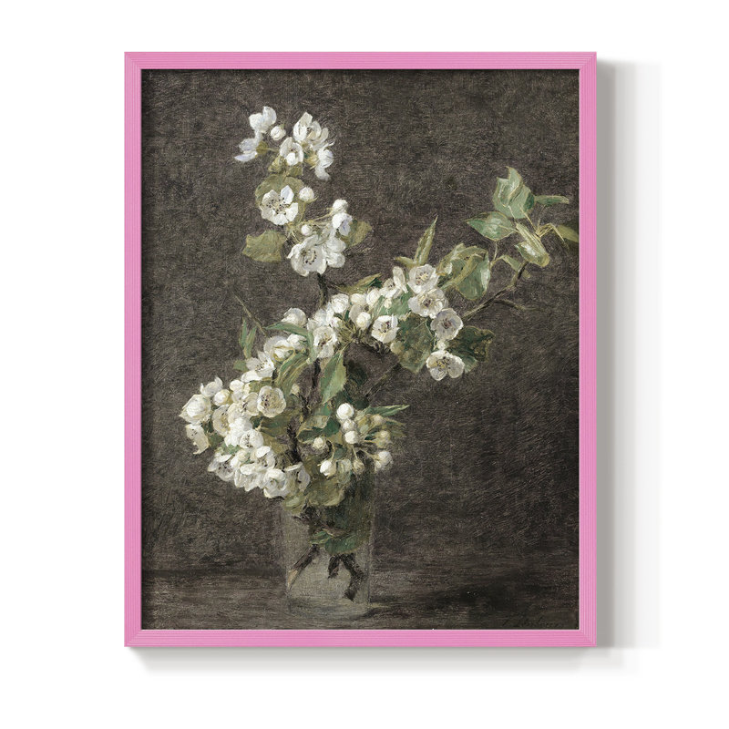 «Vintage Floral Print», impression encadrée CCL XXXVII - bois massif, H 21 po x l 17 po, Rose