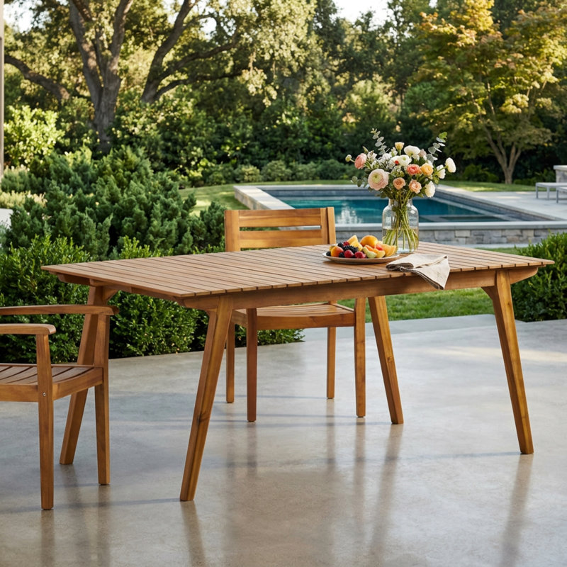 Table de salle à manger d'extérieur en bois massif 69 po 68,50 po x 37,50 po x 30,00 po