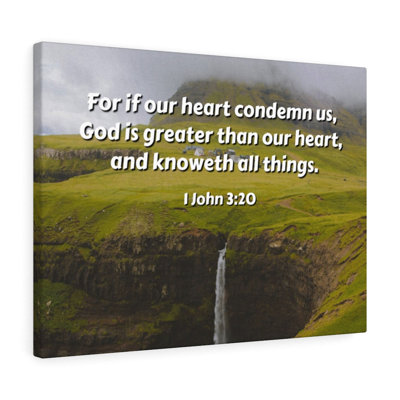 «God is Greater 1 John 3,20 Christian - Impression sur toile»