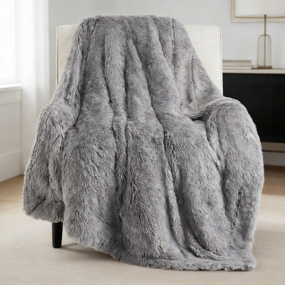 Grey Faux Fur Sherpa Throw Blanket, Soft Plush 50X60 For Couch Bed Sofa