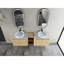 Meuble-lavabo mural 72 po avec lavabo d'art en céramique, 1 tablette de rangement, 4 portes à fermeture douce, contreplaqué, entretien facile