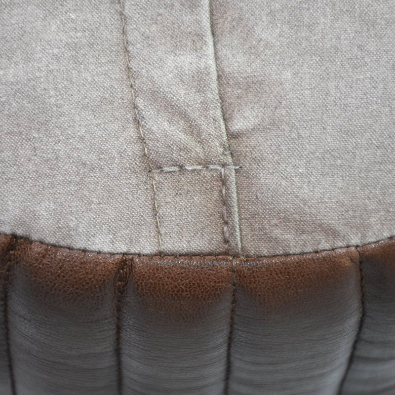 POUF BRUN EN CUIR BRUN FABRIQUÉ À LA MAIN - 18 po x 18 po x 18 po, forme ronde, couleur unie, cuir Buffalo Genunie, rembourré de coton recyclé, repose-pieds pour le salon, la salle d'étude, Patio et bureau