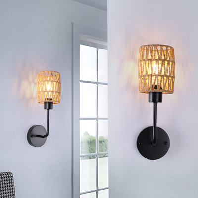 Allenbac Farmhouse Rattan Dimmable Armed Sconce