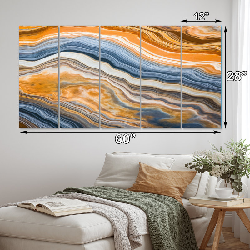 Segment de couches de marbre marbré I - art mural sur toile Fractals - 5 panneaux égaux