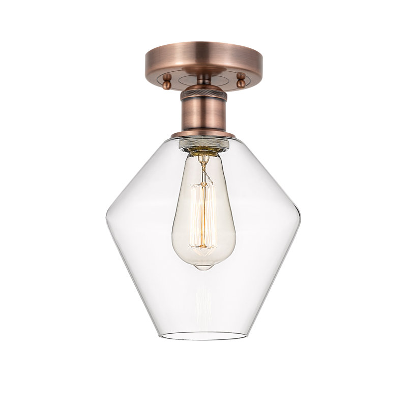 Plafonnier encastré Amylea, Transparent, Laiton antique, H 10,63 po x l 8 po x P 8 po