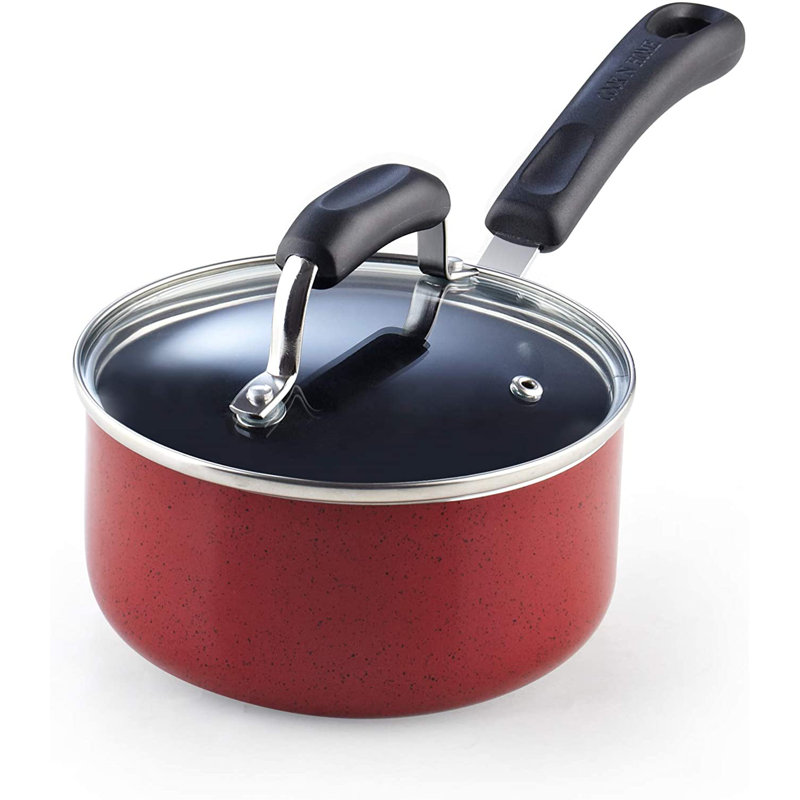 12-Piece Red Marble Nonstick Aluminum Cookware Set