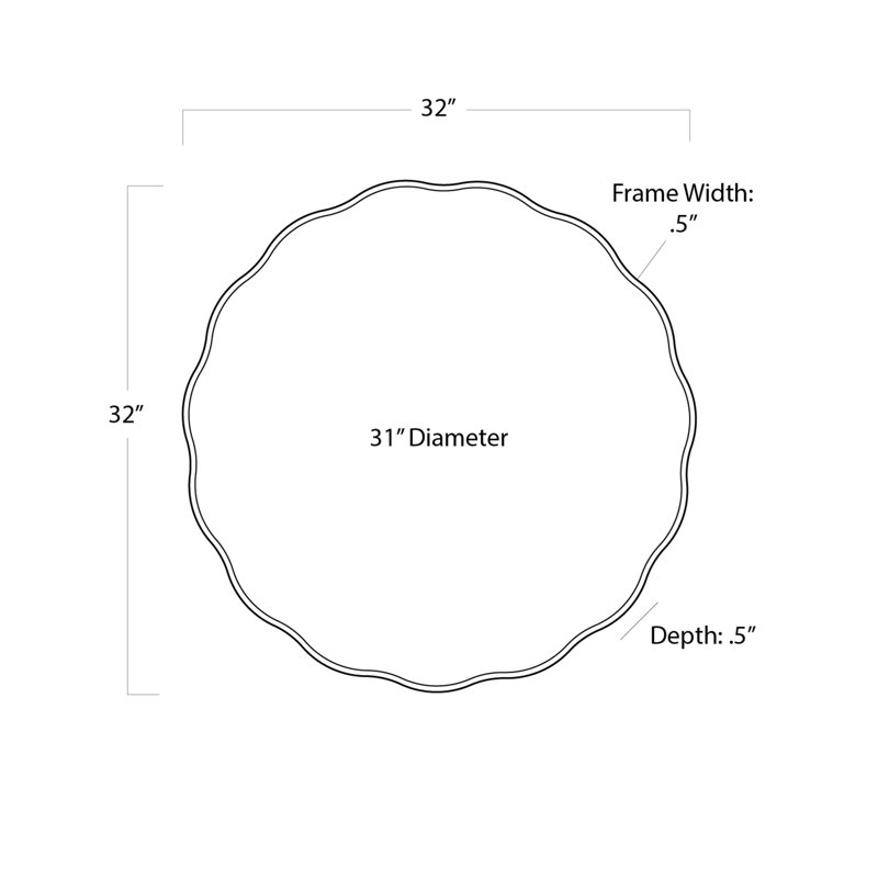 Candice Scalloped Beveled Wall Mirror, 32" x 32"