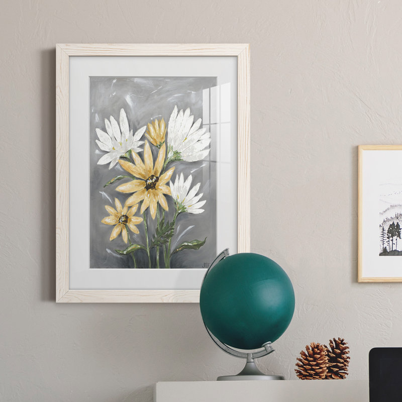 Summer Daisies I - peinture encadrée, H 20 po x l 17 po x P 1 po, Cadre blanc