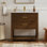 Meuble-lavabo simple 31 po en noyer avec surface en composite Aastha