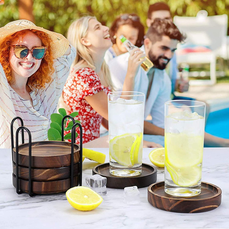 Sous-verres en bois rustique moderne pour décoration de table basse, de cuisine, de bar, de bière et d'extérieur