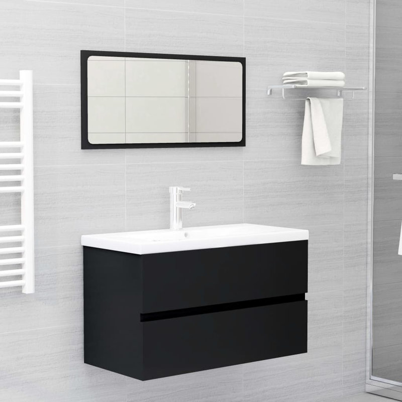 Audreauna 800mm Single Bathroom Vanity with Integrated Ceramic Basin, Black