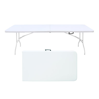 Table de pique-nique pliante 8 pieds, table de pique-nique portable en plastique et fer, noire