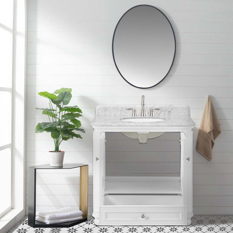 Meuble-lavabo simple 36,11 avec comptoir, Blanc