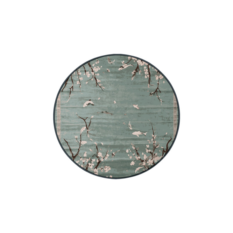Machine Washable Gray Area Rug, Round 7'
