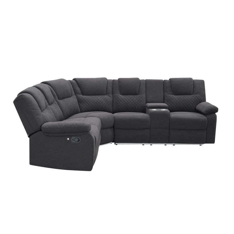 Fauteuil inclinable manuel de 94,4 po pour cinéma maison avec boîte de rangement et deux porte-gobelets pour le salon