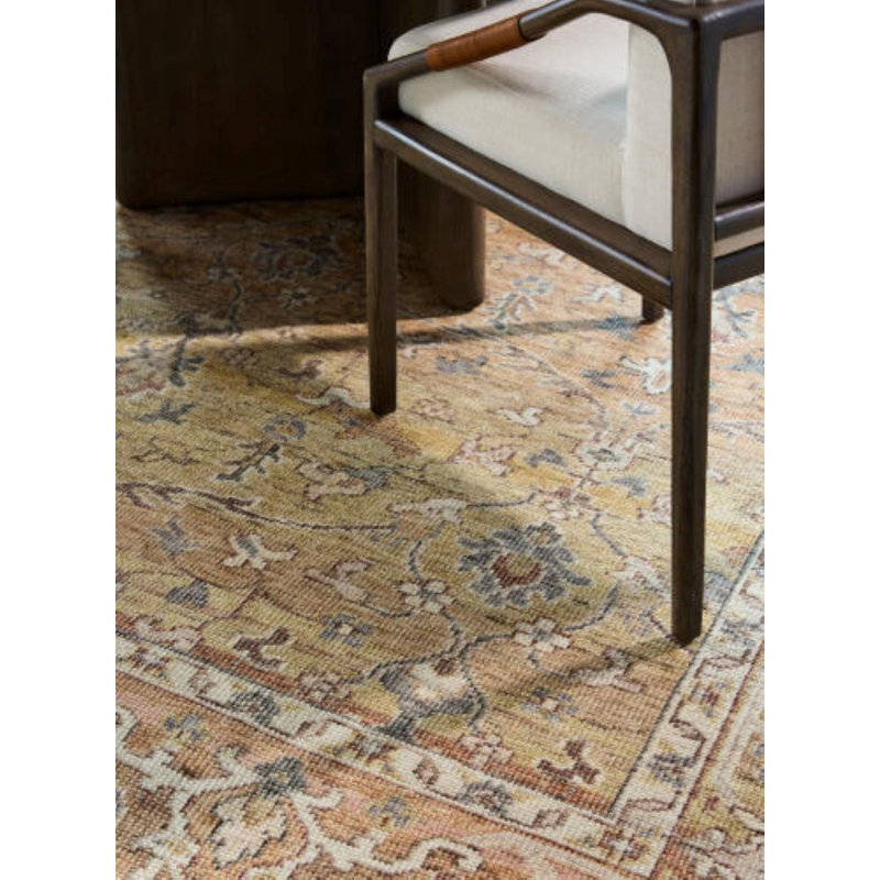 Agra Hand Knotted Wool Vintage Look Area Rug in Tan, Rectangle 12' x 15'