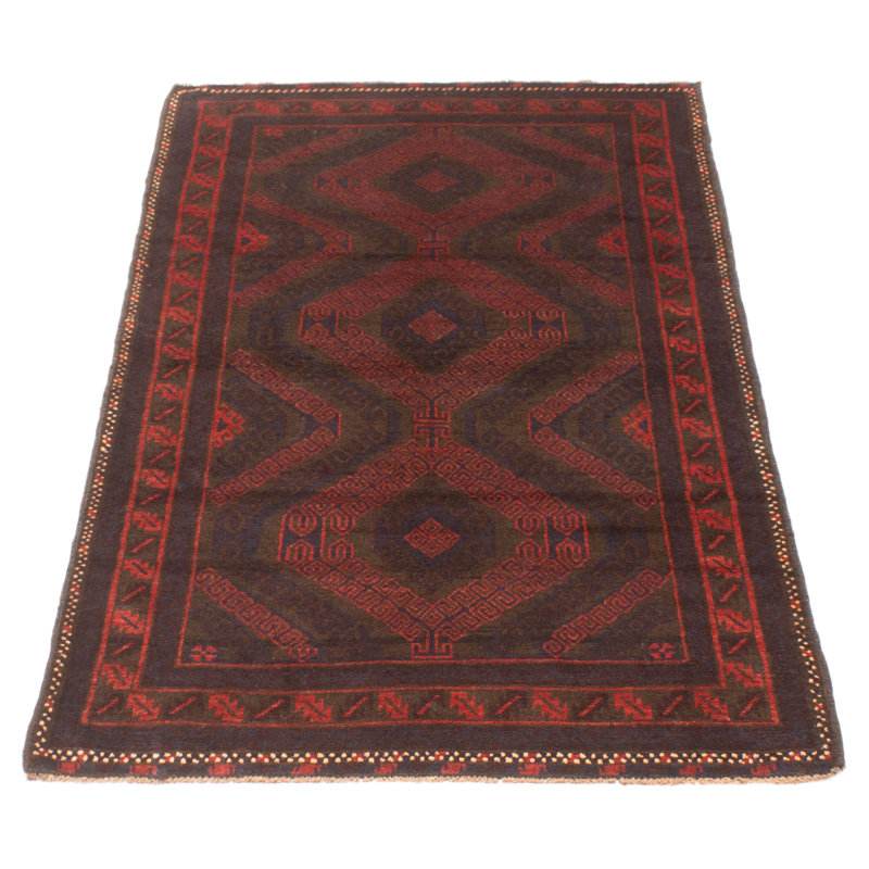 Tapis gris foncé en laine noué à la main de conception unique 3 pi 8 po x 6 pi 5 po Baluch