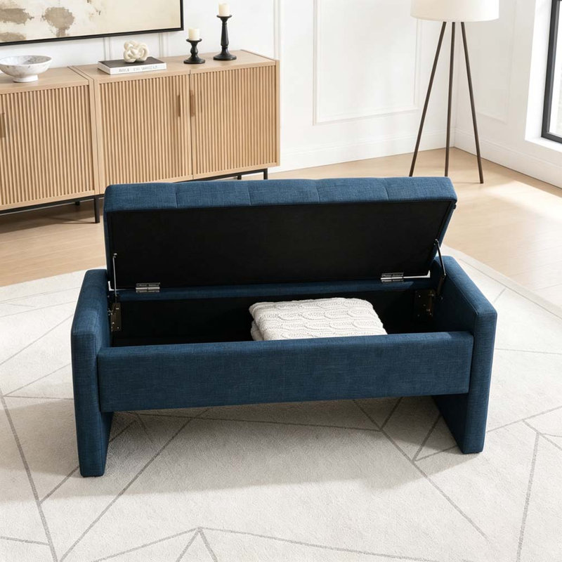 Banc de lit moderne avec rangement, Navy Blue